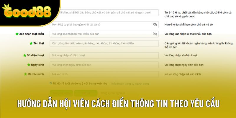 Hướng dẫn hội viên cách điền thông tin theo yêu cầu